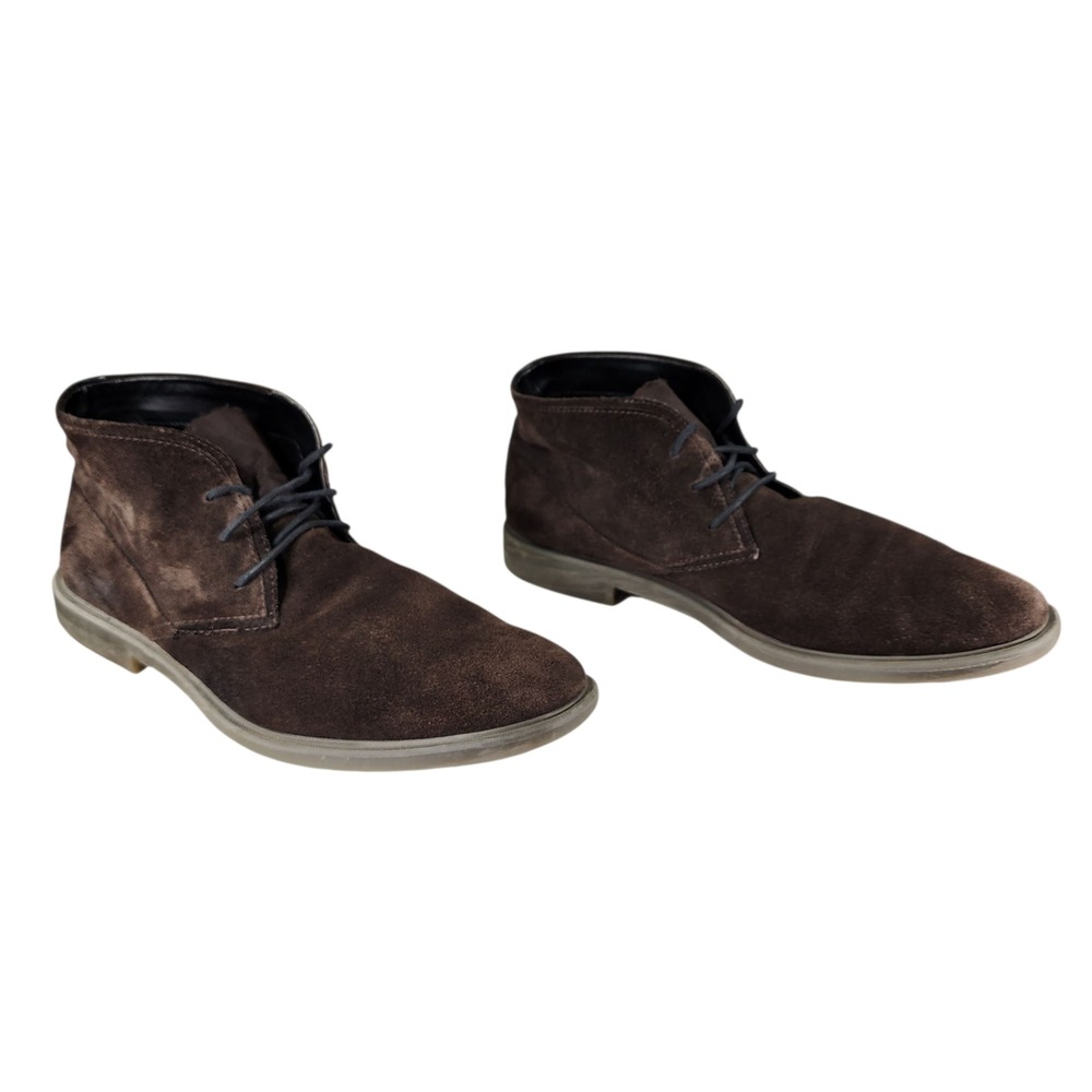 Calvin Klein Chukka Boots sz 13 Men Ulysses Brown Suede Leather‎ Lace Up Desert